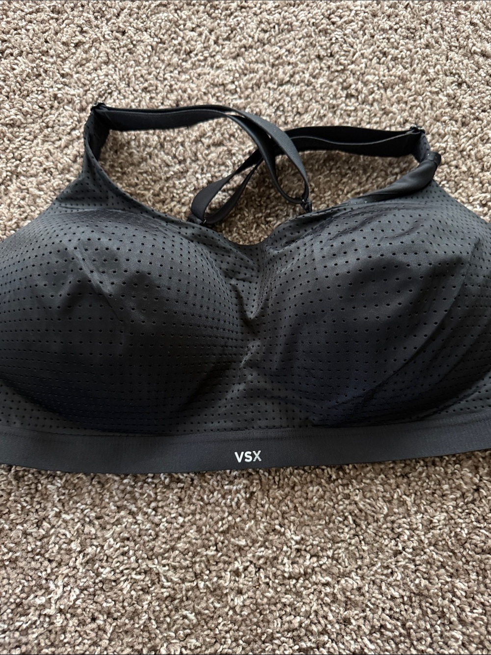 VSX Black Perforated High-Impact Sports Bra